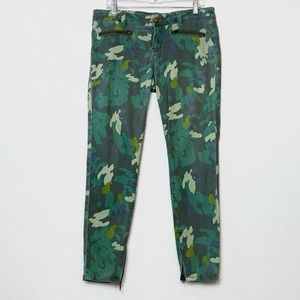 Cabi Green Clover Camo Zip Ankle Mid Rise Skinny Jeans